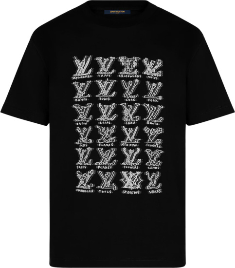 Louis Vuitton Black 'LV Cartoons' T-Shirt