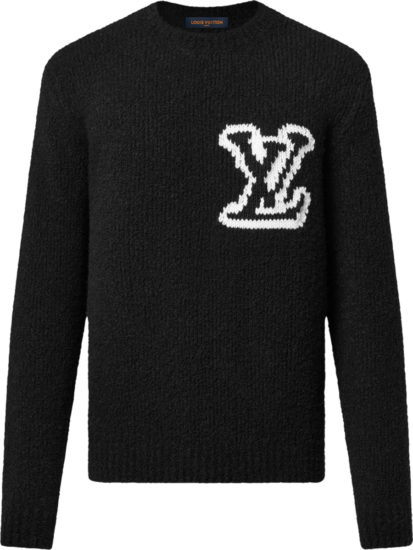 Louis Vuitton Black Lv Intarsia Logo Sweater 1af336