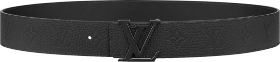 Louis Vuitton Black Monogram Leather And Black Buckle Lv Initiales Belt