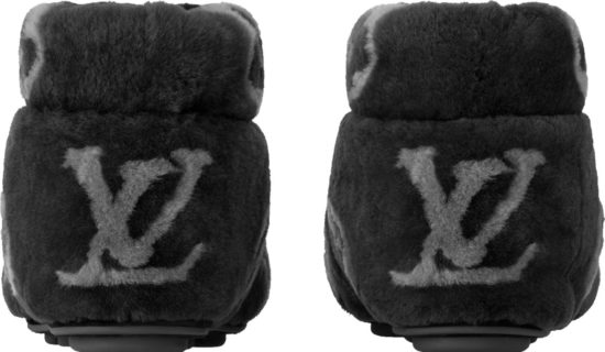 Louis Vuitton Black Monogram Shearling Short Chunky Ankle Boots
