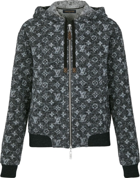 Louis Vuitton Black Monogram Wool Zip Hoodie