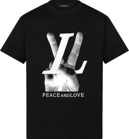 Louis Vuitton Black Peace And Love T Shirt