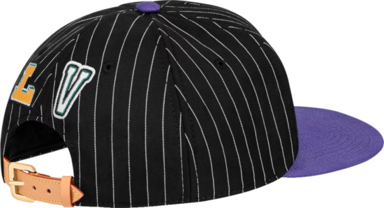 Louis Vuitton Black Pinstriped And Purple Malletier Hat