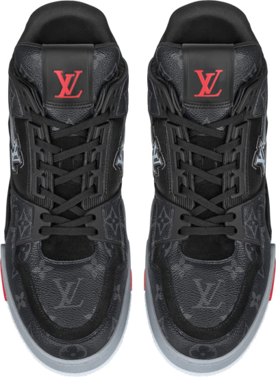 Louis Vuitton Black Red Monogram Eclipse Trainer Sneakers