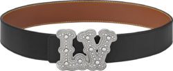 Louis Vuitton Black Silver Lv Ranch Belt