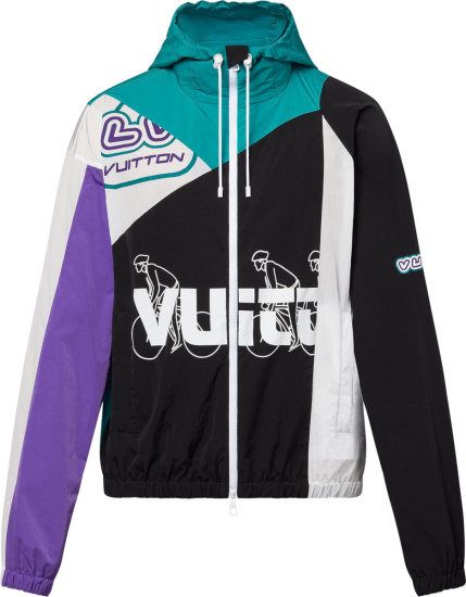 Louis Vuitton Black White Purple And Teal Colorblock Windbreaker Jacket 1aahf2