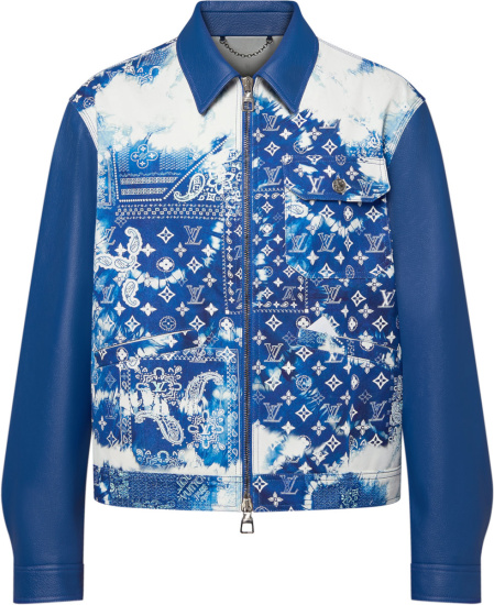 Louis Vuitton Blue Bandana Monogram Leather Jacket | INC STYLE