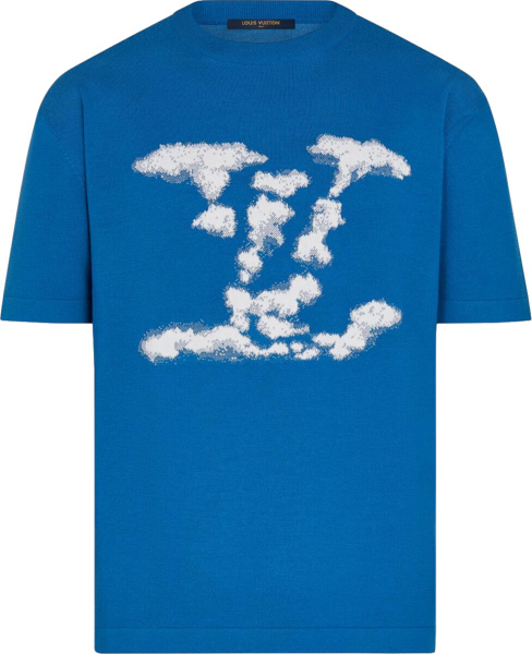 Louis Vuitton Blue Cloud Jacquard Logo T Shirt