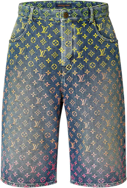 Louis Vuitton Blue Denim And Rainbow Monogram Shorts 1ab924