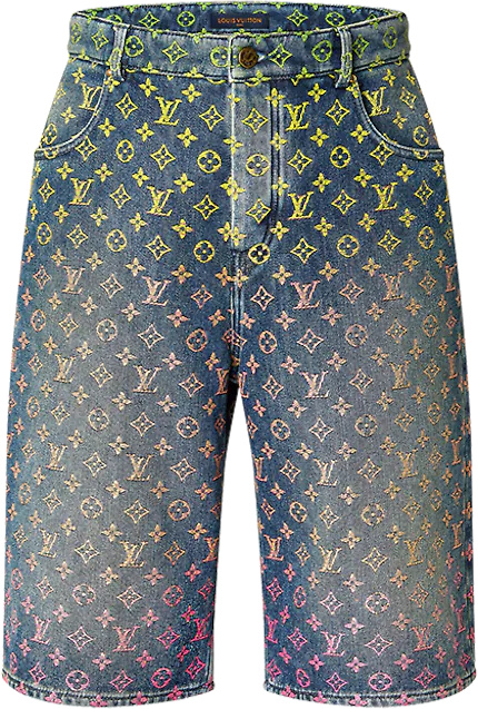 Louis Vuitton® Rainbow Monogram Denim Shorts Indigo. Size 34 in