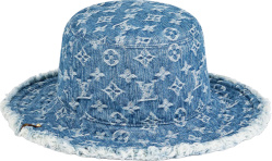 Louis Vuitton Blue Denim Monogram Frayed Bob Hat