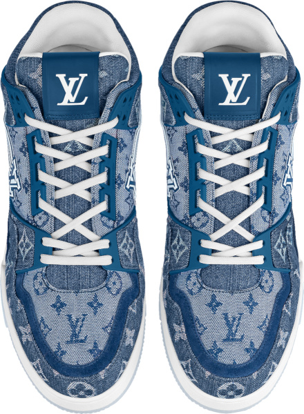 Louis Vuitton Blue Denim Monogram Lv Initiales Trainer Sneakers
