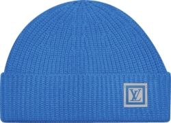 Blue Ribbed 'Hipster' Beanie