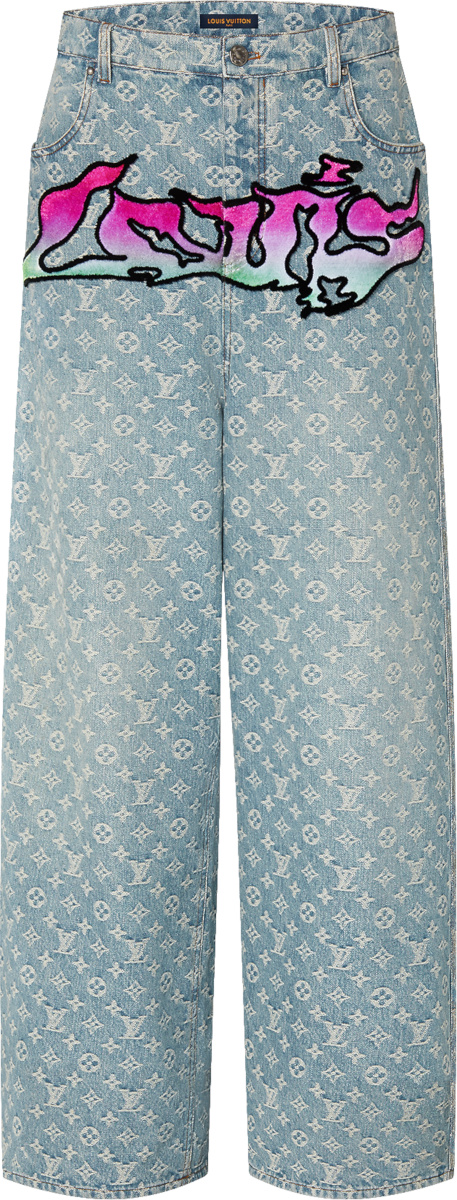 Louis Vuitton Blue Monogram & Pink Graffiti Logo Jeans | Incorporated Style
