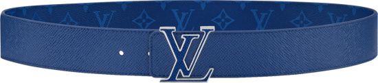 Louis Vuitton Blue Monogram Leather Lv Initiales Belt