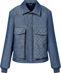 Louis Vuitton Blue Monogram Panel Padded Denim Jacket 1aatpn