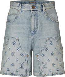 Louis Vuitton Blue Monogram Paneled Carpenter Shorts 1abj7e
