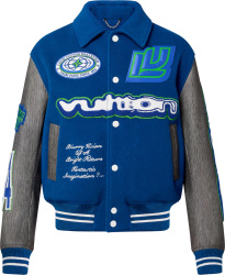 Louis Vuitton Blue Neon Green And Grey Varsity Jacket