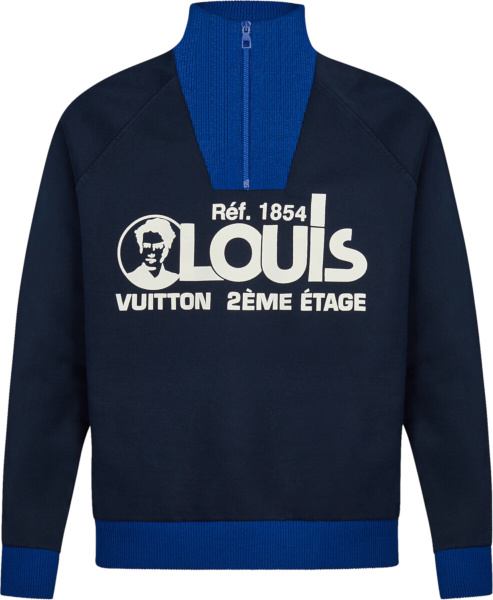 Louis Vuitton Blue Two Tone Quarter Zip