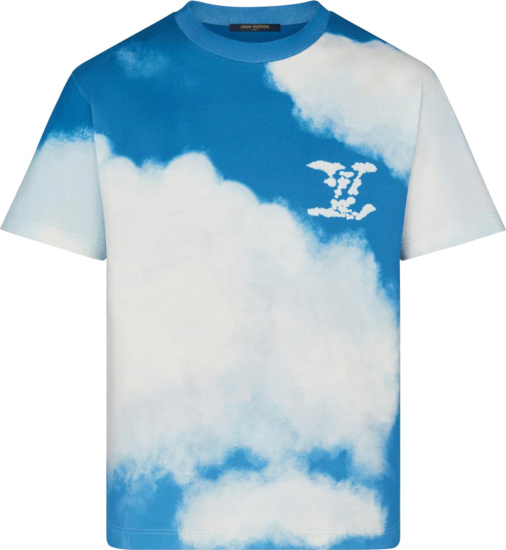 Louis Vuitton 20AW Cloud Logo Print Crew Neck Short Sleeve T-shirt RM202  NPG HJY79W Blue XL Blue