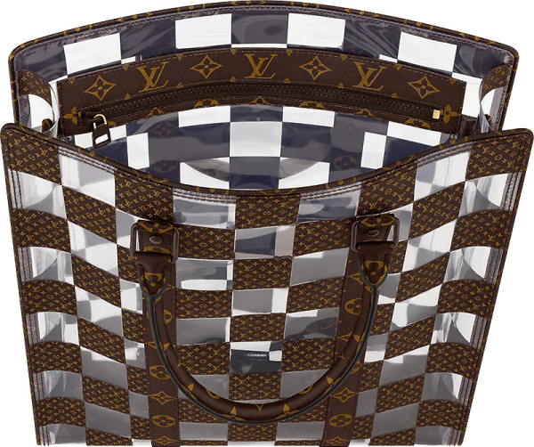 Louis Vuitton Brown And Clear Transparent Damier Sac Plat Tote Bag