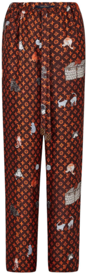 Louis Vuitton Brown Catogram Motif Printed Pajamas Worn By Jaquees