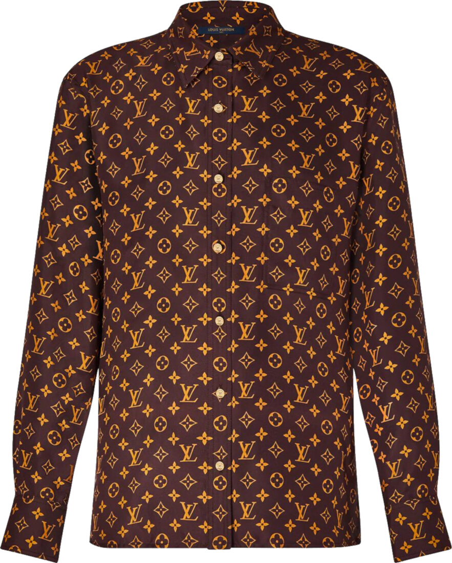 Louis Vuitton Brown & Gold Monogram Silk Shirt | Incorporated Style