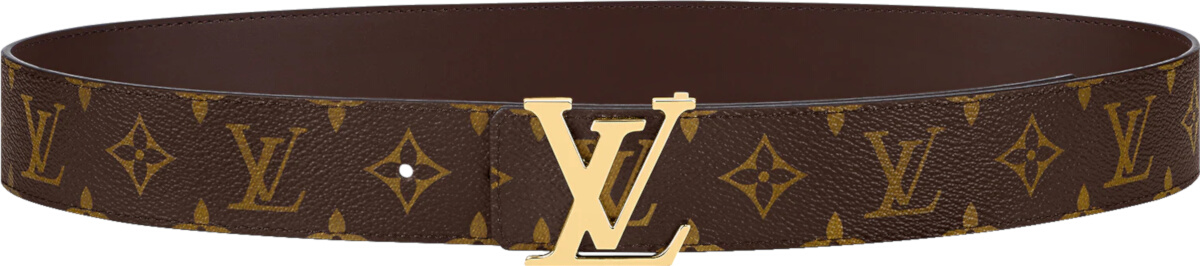 Louis Vuitton Brown Monogram & Gold 'LV Initales' Belt