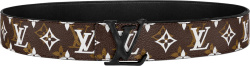 Louis Vuitton Brown With White And Gold Monogram Lv Shape Belt
