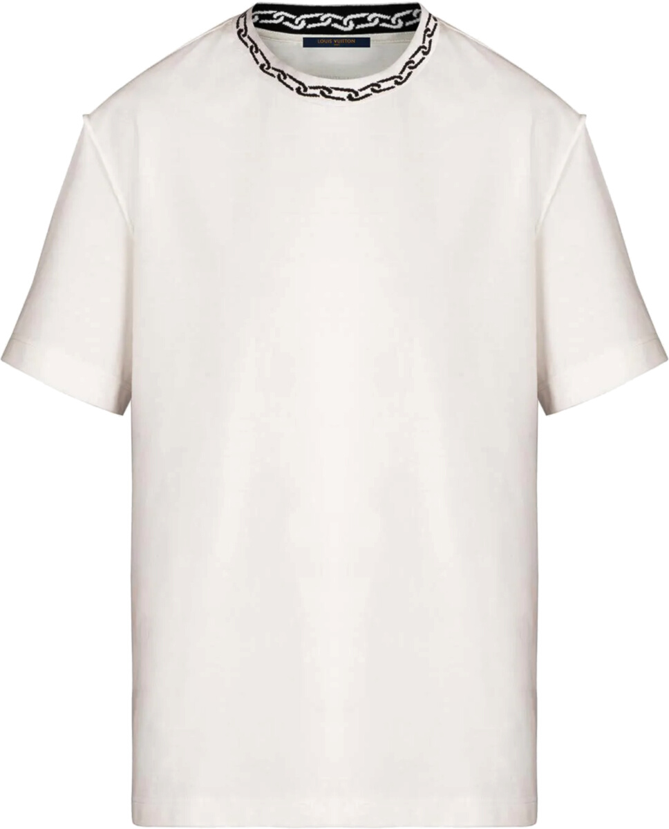 Louis Vuitton Chain-Collar Jacquard White T-Shirt | Incorporated Style