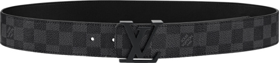 Louis Vuitton Matte Black ‘LV Initiales’ Graphite Damier Belt | Incorporated Style