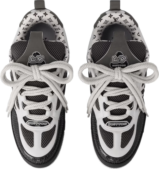 Louis Vuitton Dark Grey And White Low Top Rope Lace Skateboarding Sneakers