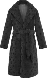 Louis Vuitton Dark Grey Monogram Shearling Robe Coat