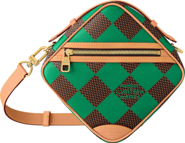 Louis Vuitton Green Brown Damier Lv Chess Diamond Messenger Bag