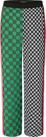 Louis Vuitton Green Damier And Checkerboard Split Track Pants