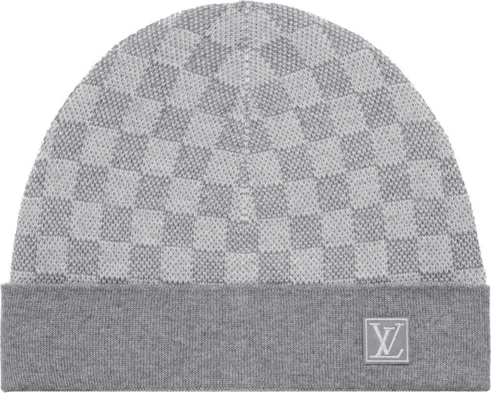 Louis Vuitton Black/Gray Checkered Beanie , One size