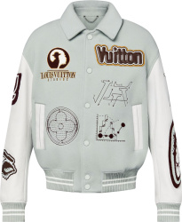 Louis Vuitton Grey White Lv Studios Varsity Jacket