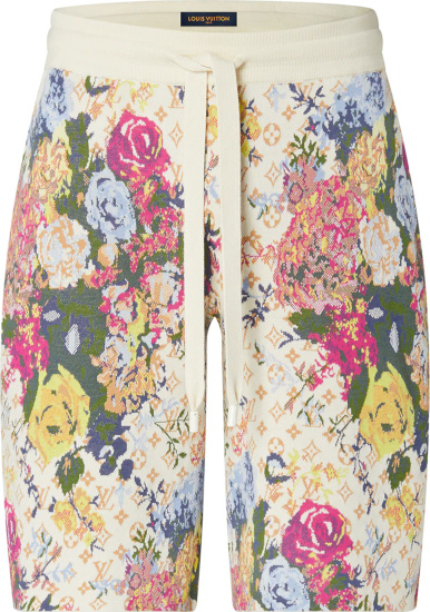 Louis Vuitton Ivory And Multicolor Floral Monogram Jacquard Shorts 1aagw6