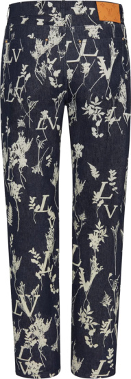 Louis Vuitton Leaf Print Blue Jeans