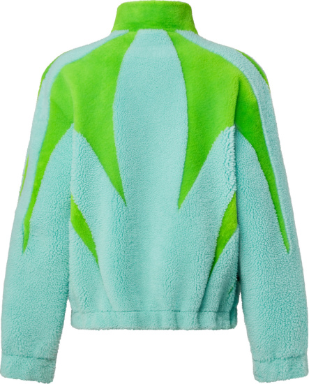 Louis Vuitton Light Blue And Neon Green Shearling Jacket