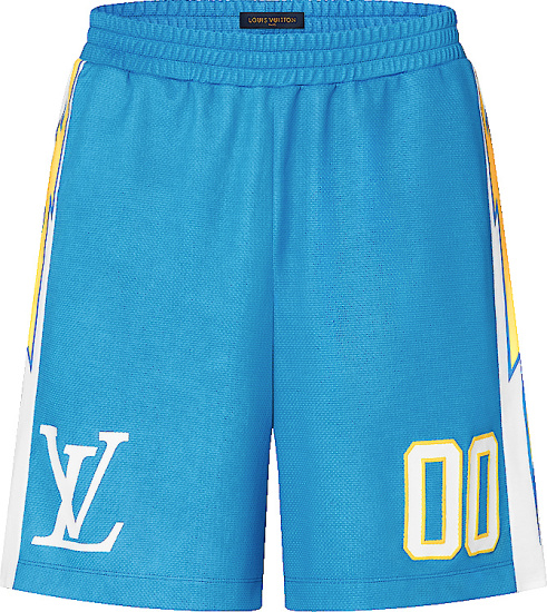 Louis Vuitton Light Blue And Yellow Lightning 00 Shorts 1a9swl