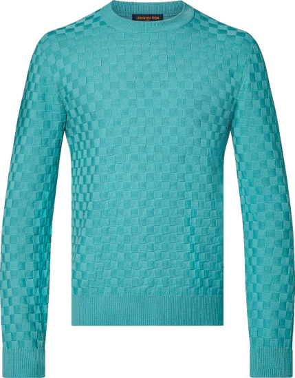 Louis Vuitton Light Blue Damier Crewneck Sweater 1a9a0p