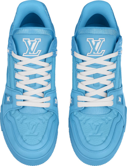 Louis Vuitton Light Blue Monogram Leather Lv Trainer Sneakers