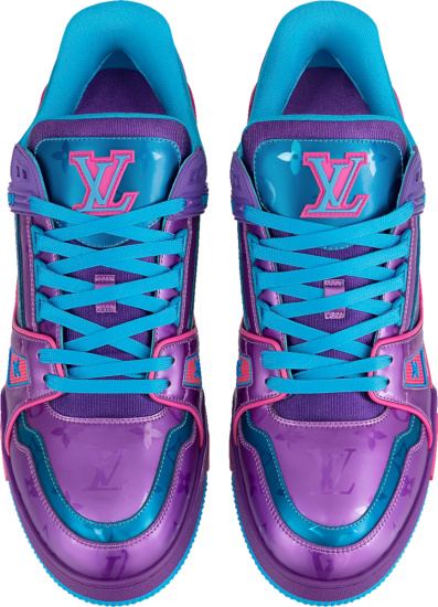 Louis Vuitton, Shoes, Louis Vuitton Trainer Purple Teal Metallic