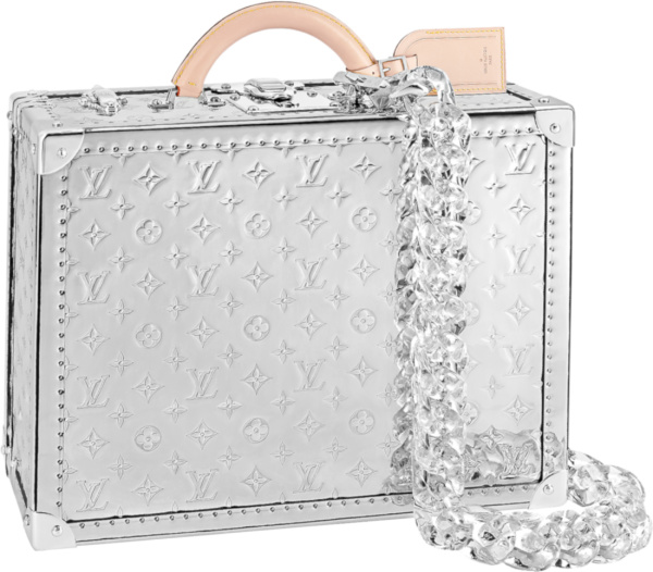 Louis Vuitton Metallic Silver Mirror Monogram Briefcase