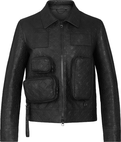 Louis Vuitton Monogram Embosses Black Leather Jacket
