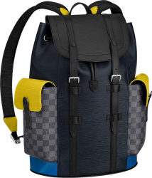 Louis Vuitton Navy Black Yellow Check Backpack