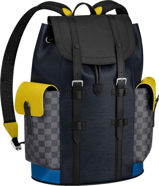 Louis Vuitton Navy Black Yellow Check Backpack