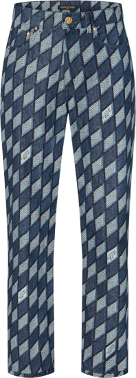 Louis Vuitton Navy Blue Denim Diamond Stripe Jeans 1aags0