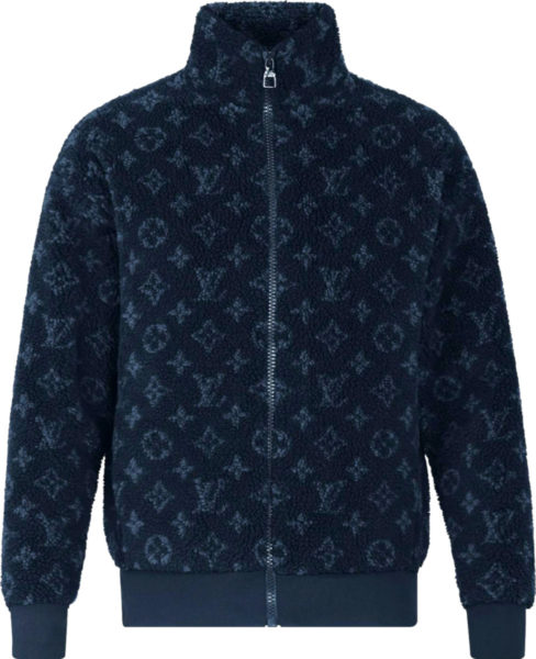 Louis Vuitton Navy Blue Monogram Fleece Jacket